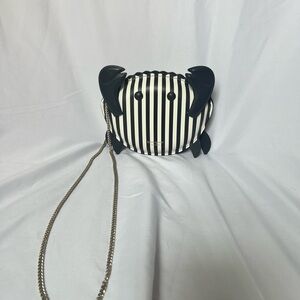 Kate Spade Black and White Striped Crab Crossbody